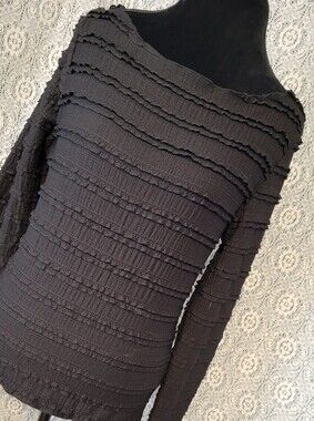 Allie Rose Black Layered Ruffle Long Sleeve Top - Size L